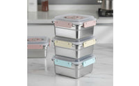 3 Pieces Stainless Steel Food Container Freezer Leakproof Food Box Large Capacity Metal Lunch Box for Refrigerator