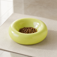Donut Ceramic Pet Bowl for Cats - Anti-Tip Food and Water Dish