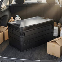Textured Surface Foldable Trunk Storage Box Ribbed Sides Hard-Shell Trunk Box Fitted Lid Cargo Organizer Collapsible