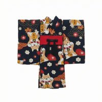 Wrap-Front Doll Robe Wide Sleeves Doll Kimono Woven Textile Miniature Robe