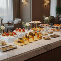 5 Pieces 5 Piece Buffet Display Set Sturdy Construction Acrylic Display Riser Set Mirrored Food Riser Polished Design for Vanity