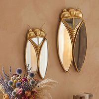 Gold Resin Cicada Shaped Wall Mirror Decoration