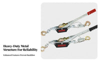 Powerful Ratcheting System Wire Rope Tensioner Strong Load-Bearing Capacity Double Hook Ratchet Puller Forged Hooks for Electricians, Farms