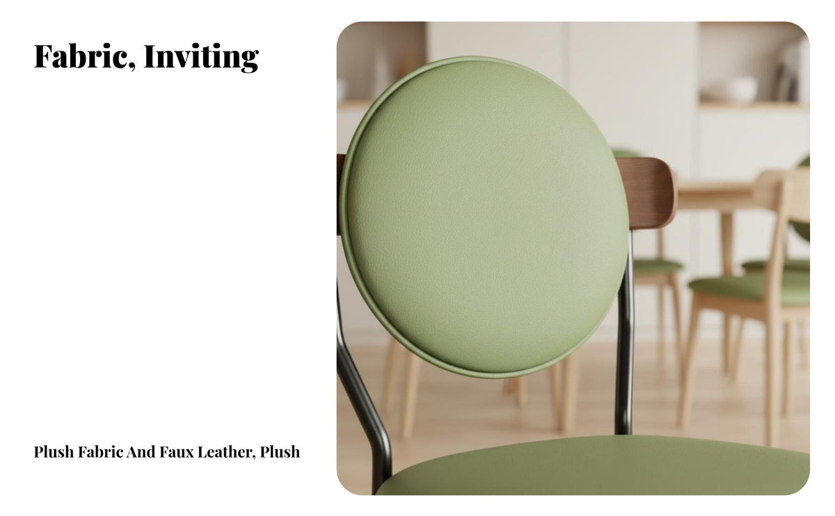 Designer Aesthetic Round Back Chair Minimalist Design Indoor Furniture Curved Backrest Upholstered Seat Soft Cushion for Interior Designers, Restaurant Owners, Dining Room, Showroom, Kitchen, Lounge