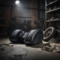 Motorcycle Saddlebags Reflective Strips Hard Shell Side Bag Carbon Fiber Pattern Expandable Motorcycle Pannier for Long-Distance Riders