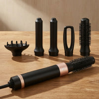 Curling 5-in-1 Hair Styler Adjustable Temperature Hot Air Brush with Interchangeable Heads Volumizing Air Styler Set Quick-Drying for Home