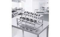 8-Compartment Condiment Organizer Stainless Steel Condiment Rack with Cups Double-Layer Sauce Holder for Restaurants, Buffets, Buffet Lines, Kitchens