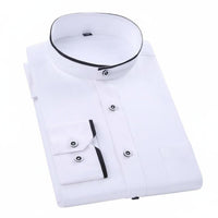 Stand Up neck Shirt No ironing Long Sleeve Tailored Shirt All Season for Office