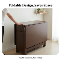 Foldable Expandable drop-leaf Table expandableable transformable Dining Table Space-Saving Design Household Furniture Modern aesthetic for Small Apartment Dwellers, Homeowners, Office Workers, Living Room, Kitchen