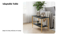 Sintered Stone Upper surfaceTier End Table Compact Size 2-Tier Console Versatile Use Household Furniture Sturdy Construction for Apartment Dwellers, Homeowners, Interior Decorators, Living Room, Bedroom, Small Areas, Hallway