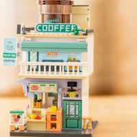 Coffee Shop Building Block Model Multi-Level Mini Street View Building Toy Coffee Shop Model Interlocking Detailed