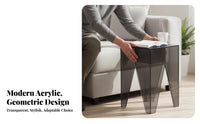 Lightweight and Movable Transparent Accent Table Minimalist Design Transparent Geometric Pedestal Space-Saving Nightstand Easy to Clean for Interior Designers, Young Adults, Living Room, Bedroom, Small Areas, Entryway