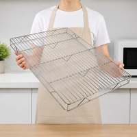 Stainless Steel Cake Cooling Rack, Grid Rack with 1.5cm Feet, Rectangular Cooling Rack for Baking, Roasting, Cooling, Polished