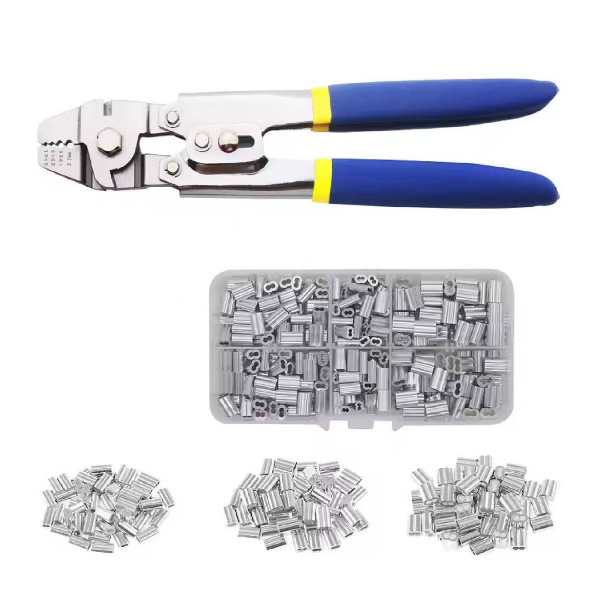 Ratcheting Wire Rope Crimping Pliers High-Leverage Crimping Tool with Sleeves Non-Slip Wire Rope Crimper Long-Lasting for Mechanics, Workshop, Garage