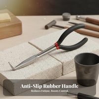Heavy Duty Goldsmithing Tongs Long-Lasting Bent Nose Pliers Non-Slip Grip Long Handle Bent Nose Pliers High Carbon Steel for Professionals, DIY Enthusiasts, Jewelry Making, Home Repair, Electrical Work, Automotive Maintenance