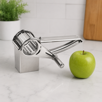 Manual metal cheese grater with two drums