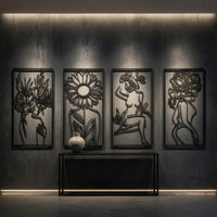 4 Pieces Abstract Female Line Simple to Hang to Hang Minimalist Metal Line Contemporary Design Style Abstract Female Wall Art