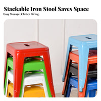Industrial Aesthetic Backless Square-Seat Stool Minimalist Design Stackable Metal Stool Sturdy Construction Counter Height Chair Easy to Clean for Adults, Business Owners, Homeowners, Cafe, Restaurant, Cafeaesthetic Eatery, Kitchen