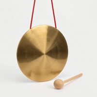 Mini Gong with Mallet Portable Hand Gong with Mallet Wooden Percussion Instrument for Children, Beginners