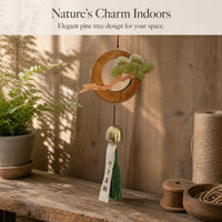 Zen Style Wooden Wind Chime Wall Decor with Pine Design for Entryway