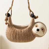 Indoor Plant Pot for Gardening Gifts and Home Office, Sloth Hanging Planter and Outdoor Plant Pot, 19.5*9*13cm Ceramic Planter, Drainage Hole