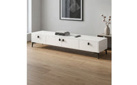 TV Stand with Four Doors Contemporary Television Cabinet with Doors Rectangular Media Console with Storage for Living Room, Apartment