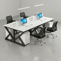Multi-Person Office Desk Modern Minimalist Design Modular Computer Desk Wide Desktop K-Configuration Base Workstation for Employees, Coworking Space