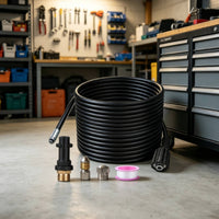 High-Pressure Hose with Fittings Heavy Duty Pressure Washer Hose with Adapters Lightweight for Drain Cleaning