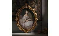 Oval Picture Frame Gold-Finish Oval Frame with Scroll Relief Vintage-Style for Decorators, Living Room