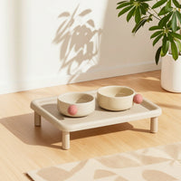 Cat Bowl Set with Stand Minimalist Raised Cat Bowl Set Contemporary Pet Feeding Tray for Small Dogs, Young Dogs