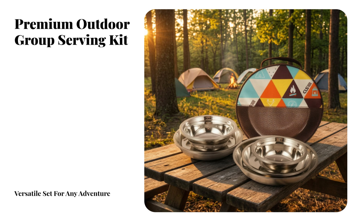 17 Pieces Camping Plates and Bowls Set | Stackable, Portable, Tableware Set with Carrying Case, for Picnics