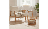 Natural Handwoven Willow Basket Rustic Wicker Storage Basket Cylindrical Lightweight for Laundry, Living Room, Bedroom