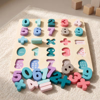 Educational Wooden Number Puzzle Early Learning Number Puzzle Chunky Math Board Solid Wood for Preschoolers, Toddlers, Homeschool, Classroom