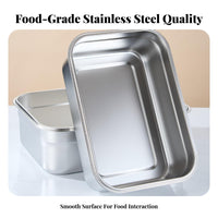 Long-Lasting Stainless Steel Food Box Reusable Stainless Steel Bento Box Refrigerator Safe for Meal Preppers, Home Cooks, Kitchen, School