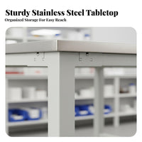 Stainless Steel Work Table Anti Stainless Steel Workbench Easy to Clean Heavy Duty Work Table for Mechanics, Chefs, Workshop, Cafeteria, Bar