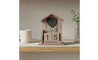 Vintage Look House Shaped Perpetual Calendar Compact Design Wooden Block Calendar Reusable Home Decoration Easy to Read for Desktop