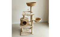 Multi-Level Cat Climber Woven-Look Multi Level Cat Climber Suspended Bowl Seat Climbing Frame