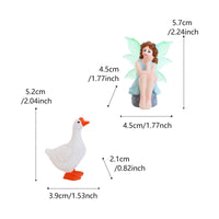Girl and Goose Figurines Easy to Display Seated Girl with Goose Ornaments Smooth Finish Fairy Garden Animal Decors for Bonsai