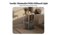 Minimalist Design Tray Top Table with Storage Basket Modern Design Round Storage Table Multi-Functional Nightstand Lightweight for Apartment Dwellers, Homeowners, Living Room, Bedroom, Balcony, Bathroom