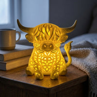 Adorable Highland Cow Lamp Sculptural Highland Cow Night Light Ambient 3D Animal Lamp Mood for Teens, Bedroom, Nursery