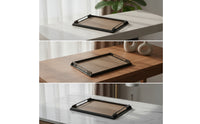 Tray with Handles Shallow Metal Frame Tray Modern Platter for Coffee Table, Vanity