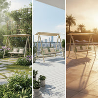 Outdoor Swing Chair with Canopy Weather-Resistant Two-Seat Garden Swing Freestanding Hanging Chair with Frame for Adults, Patio, Backyard, Balcony