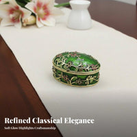 Exquisite Craftsmanship Oval Enamel Jewelry Box Unique Gift Enamel Jewelry Box Hand-Colored for Women, Wedding, Vanity Table, Dresser