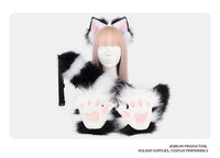毛绒仿真兽耳发箍cosplay狐耳兽尾套装漫展尾巴狼尾装饰漫展道具