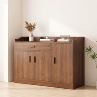 Storage Sideboard Freestanding Storage Cabinet with Doors Wood-Grain Three-Door Cabinet for Apartment Renters, Kitchen, Dining Room