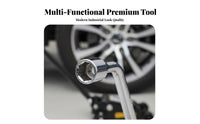 Labor-Saving Extendable Cross Wrench Set Heavy Duty 4-Way Wheel Brace Kit Chrome Vanadium Steel for Roadside Emergency, Garage