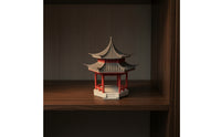 Two-Tier Chinese Pavilion with Pagoda Roof Ornate Pavilion Model Hexagonal Miniature Pagoda Traditional for Collectors