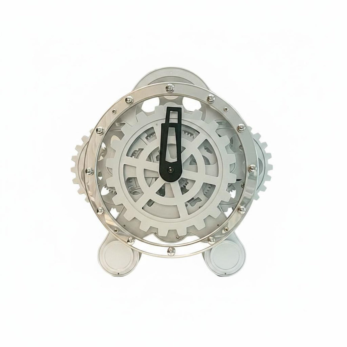 Rotating Gear Clock Stainless Steel Frame Steampunk Desk Clock Operated House Decoration for Office