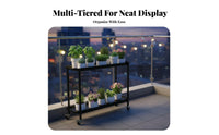 360° Rotating Wheels Multi-Tier Rolling Plant Stand Strong Load-Bearing Multi-Tier Rolling Stand Space-Saving Display Shelf Easy to Move for Apartment Dwellers, Home Decorators, Homeowners, Balcony, Living Room, Indoor, Office