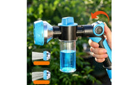 Transparent Reservoir Multifunction Spray Textured Grip Handheld Water Blue Accents Multi Function Water Jet Nozzle